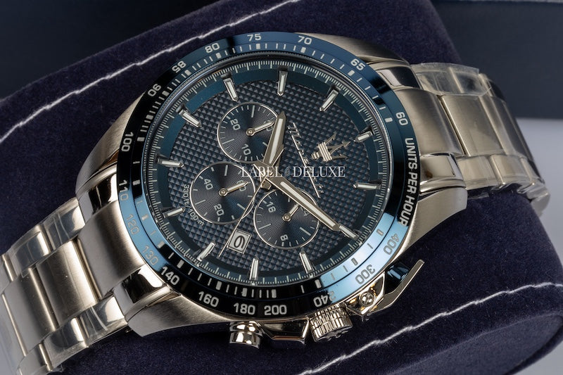 Maserati Traguardo R8873612043 - Chronograaf Herenhorloge - 45 MM - Zilver Blauw