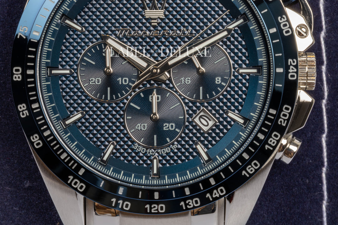 Maserati Traguardo R8873612043 - Chronograaf Herenhorloge - 45 MM - Zilver Blauw