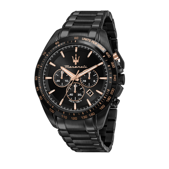 Maserati Traguardo watch R8873612048 - Chronograaf Herenhorloge - 45 MM - Zwart Roségoud