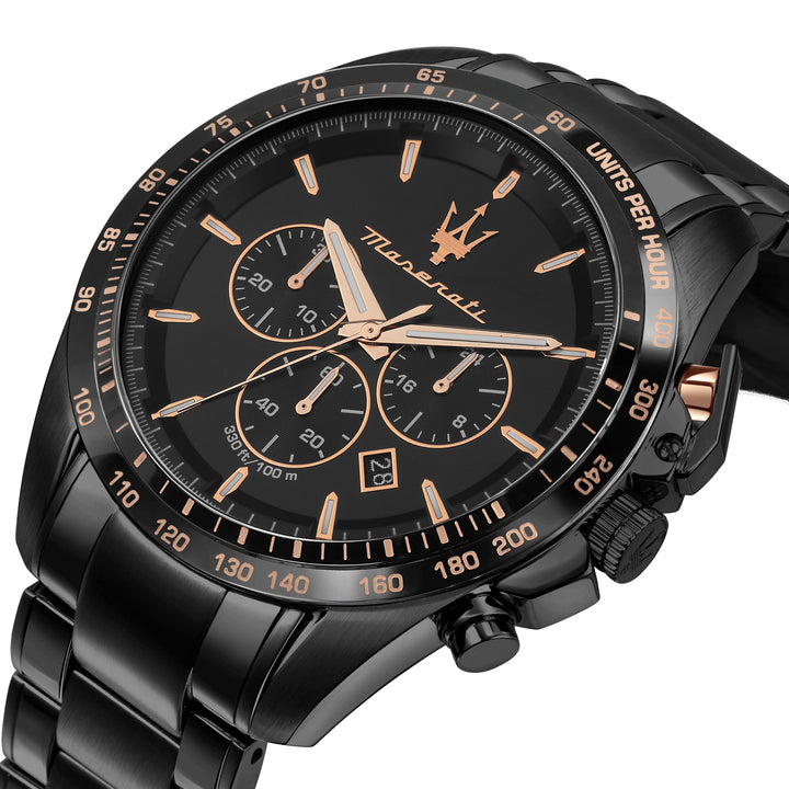 Maserati Traguardo watch R8873612048 - Chronograaf Herenhorloge - 45 MM - Zwart Roségoud