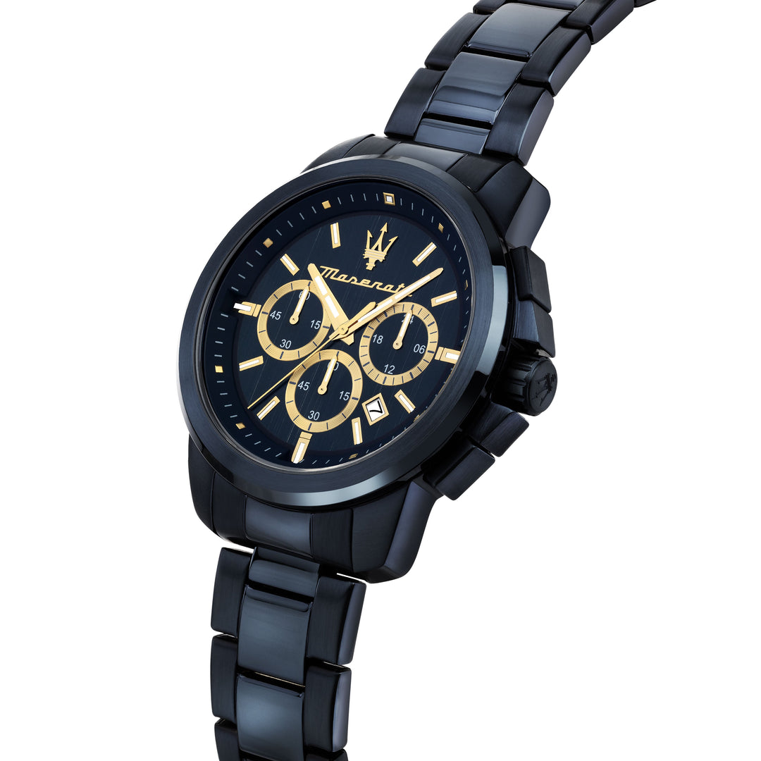 Maserati Successo R8873621042 - Herenhorloge + armband Giftstet - 44 mm - Blauw Goud Zilver