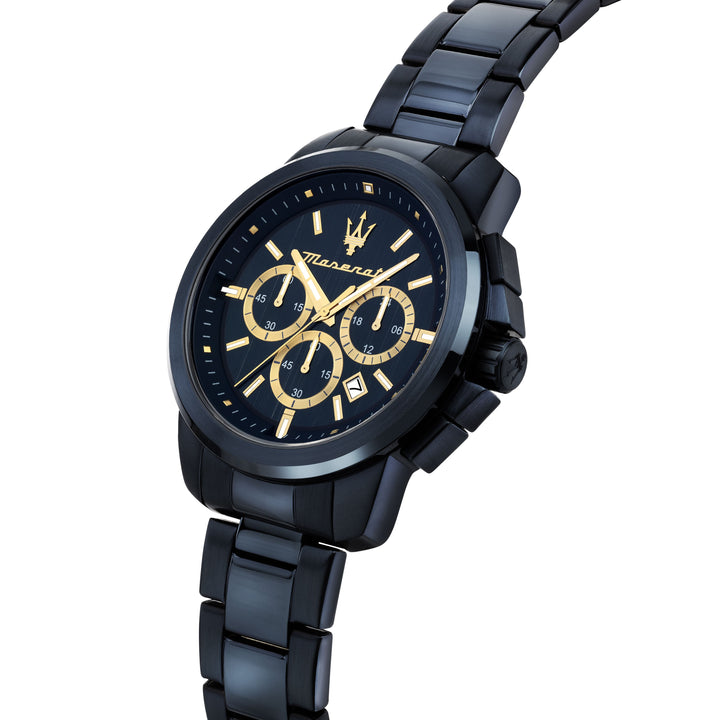 Maserati Successo R8873621042 - Herenhorloge + armband Giftstet - 44 mm - Blauw Goud Zilver