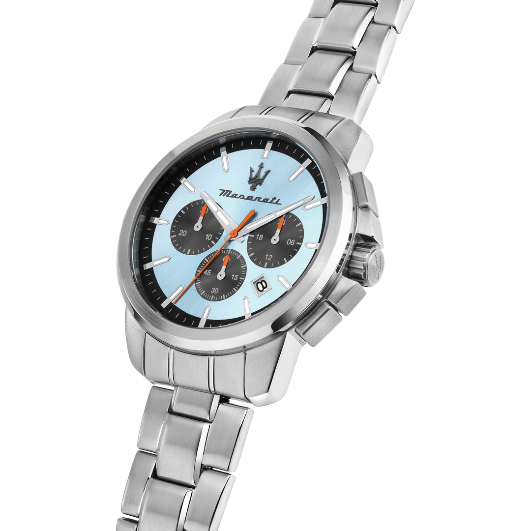 Maserati Successo watch R8873621044 - Chronograaf Herenhorloge - 42 MM - Zilver Lichtblauw