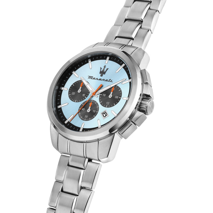 Maserati Successo watch R8873621044 - Chronograaf Herenhorloge - 42 MM - Zilver Lichtblauw