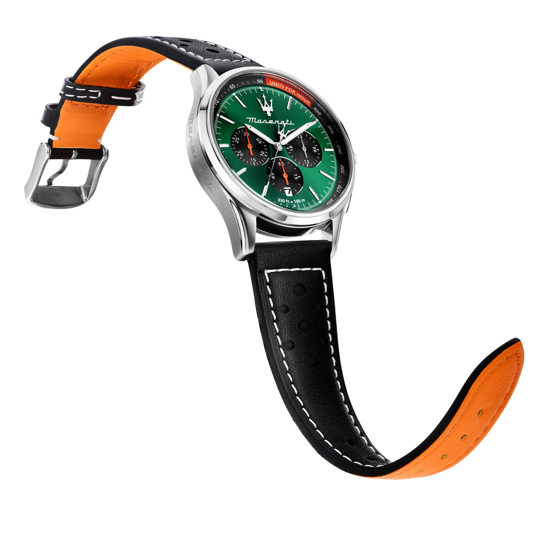 Maserati Sorpasso R8873624002 - Chronograaf Herenhorloge Special Edition - 42 mm - Zilver Groen Zwart + 2 Straps