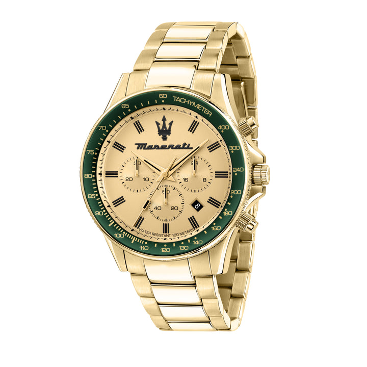 Maserati Sfida watch R8873640005 - Chronograaf Herenhorloge - 44 mm - Goud/Groen