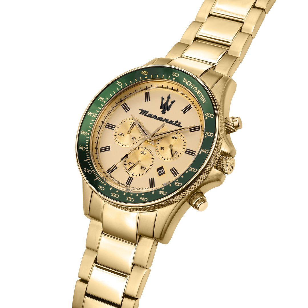 Maserati Sfida watch R8873640005 - Chronograaf Herenhorloge - 44 mm - Goud/Groen
