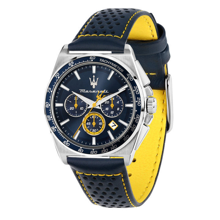 Maserati Velocita R8873652001 - Chronograaf Herenhorloge - 43 MM - Blauw Geel Zilverkleurig