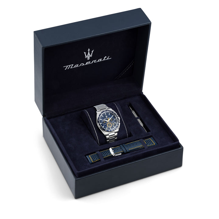 Maserati Velocita R8873652001 - Chronograaf Herenhorloge - 43 MM - Blauw Geel Zilverkleurig