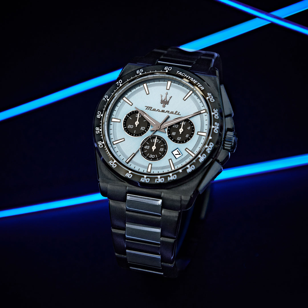 Maserati Velocità R8873652004 Special Edition - Chronograaf Herenhorloge - 43 MM - Gunmetal Lichtblauw