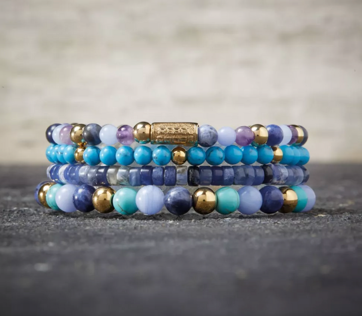 Rebel & Rose RR-40055-G-S Winter Blues - Damesarmband - Blauw/Goud - Maat S (±16.5 cm) - 4 MM