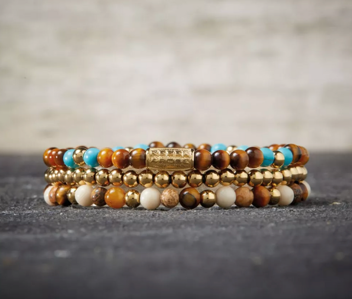 Rebel & Rose RR-40057-G-S Autumn Love - Damesarmband - Bruin/Goud - Maat S (±16,5 cm) - 4 MM