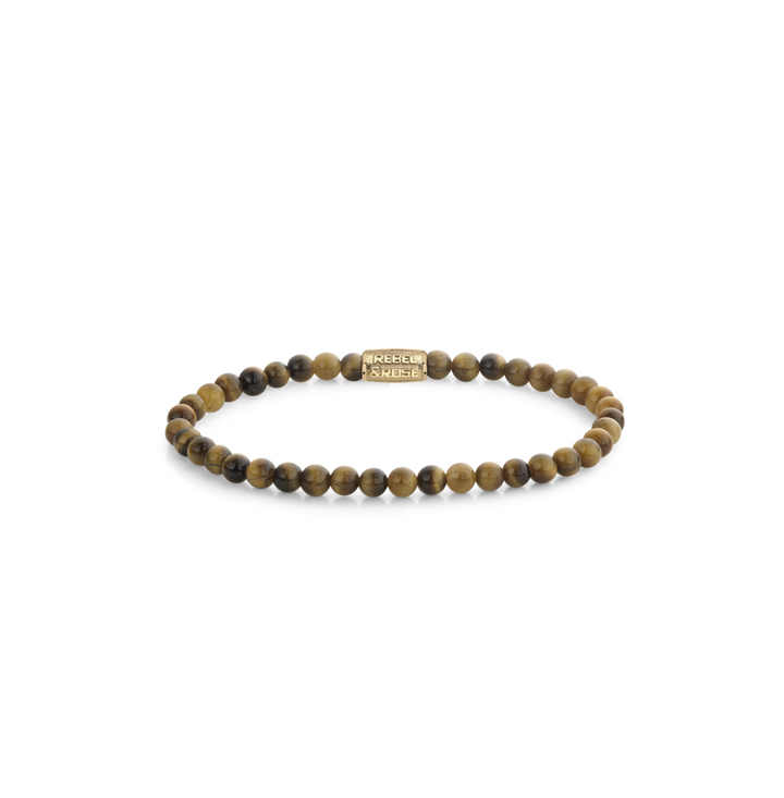 Rebel & Rose RR-40096-G-S Tiger Lily Gold - Damesarmband - Bruin/Goud - Maat S (±16,5 cm) - 4 MM