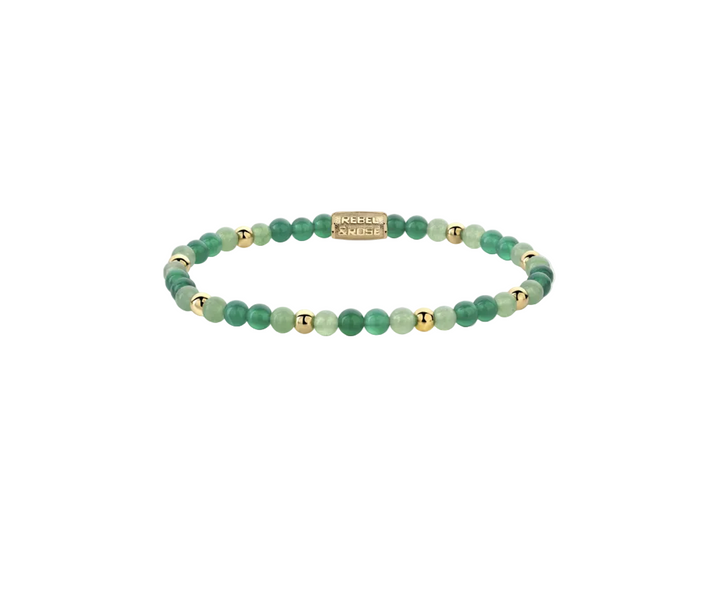 Rebel & Rose RR-40122-G-S Green Morning Vibes - Damesarmband - groen / goudkleurig - Maat S ( ±16  cm) - 4 mm