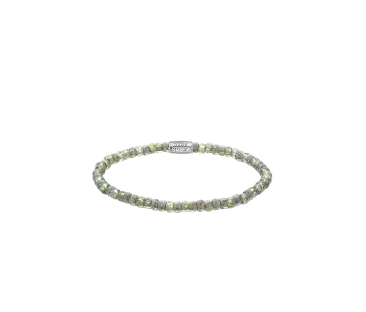 Rebel & Rose RR-40123-S-S Glass Rocks Secret Garden - Damesarmband - Groen/Zilver - Maat S (±16 cm) - 4 MM