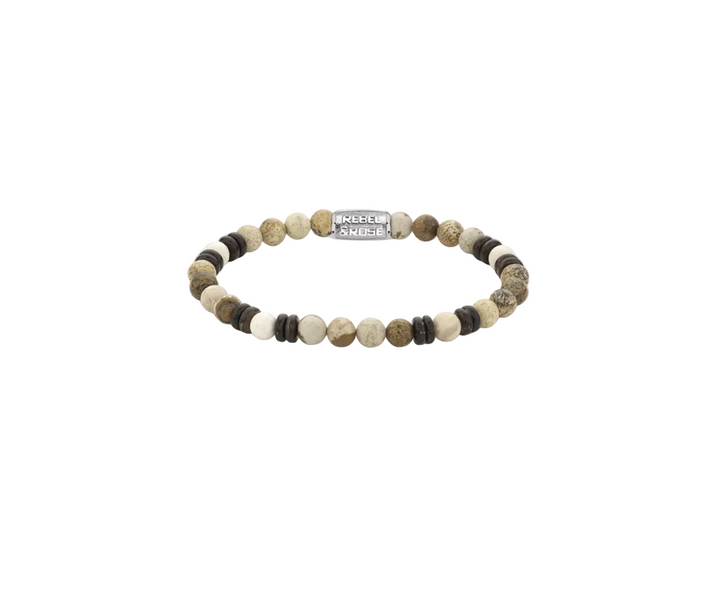 Rebel & Rose RR-60106-S-L - Herenarmband - Variations Woodstock - 6 mm - Maat L (±19 CM)