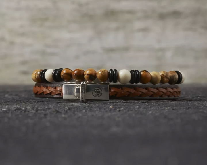 Rebel & Rose RR-60106-S-L - Herenarmband - Variations Woodstock - 6 mm - Maat L (±19 CM)