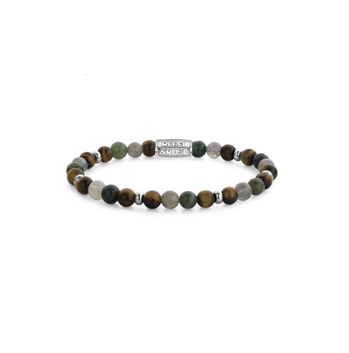 Rebel & Rose RR-60144-S-L - Herenarmband - Stones Only - Mountain Forest - 6 mm - Maat L (±19 CM)