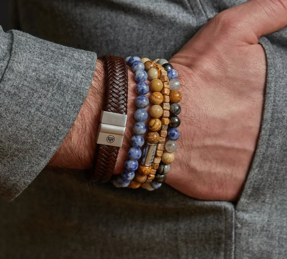 Rebel & Rose RR-80079-S-L Dutch Delfts Blue - Kralen Armband - Maat L (±19 cm) - 8 mm