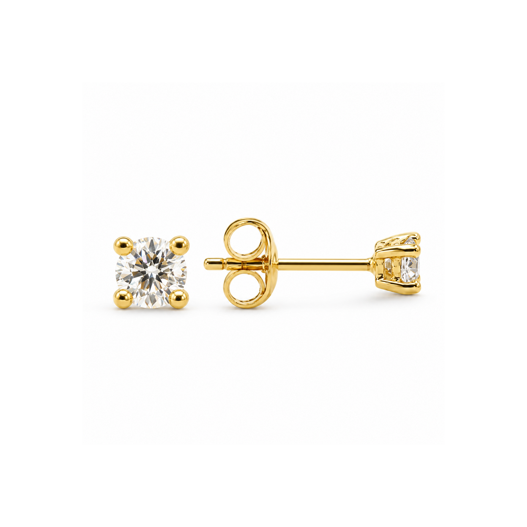 Zirconia earstuds RZ_ES - oorbellen - Goud - 4 mm