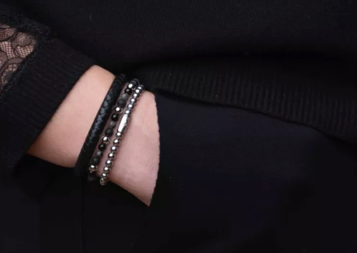 Rebel & Rose armband RR-L0133-S-L Half Round Braided Black - Sterling Zilver 925 - Maat L ±19 cm