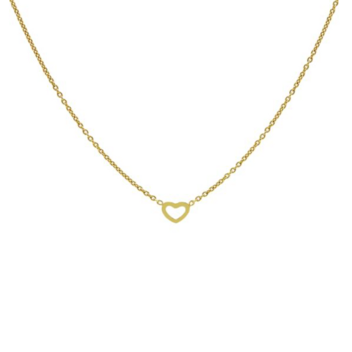 Karma Jewelry T280GP - Dames Ketting - Open Heart - Sterling Zilver - 14k Gouden Plating - 38 + 7 CM