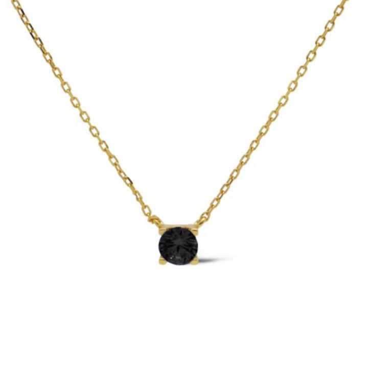 Karma Jewelry T309GP_BL - Dames Ketting - Tess Black - Sterling Zilver - 14k Gouden Plating - 39 + 5 CM