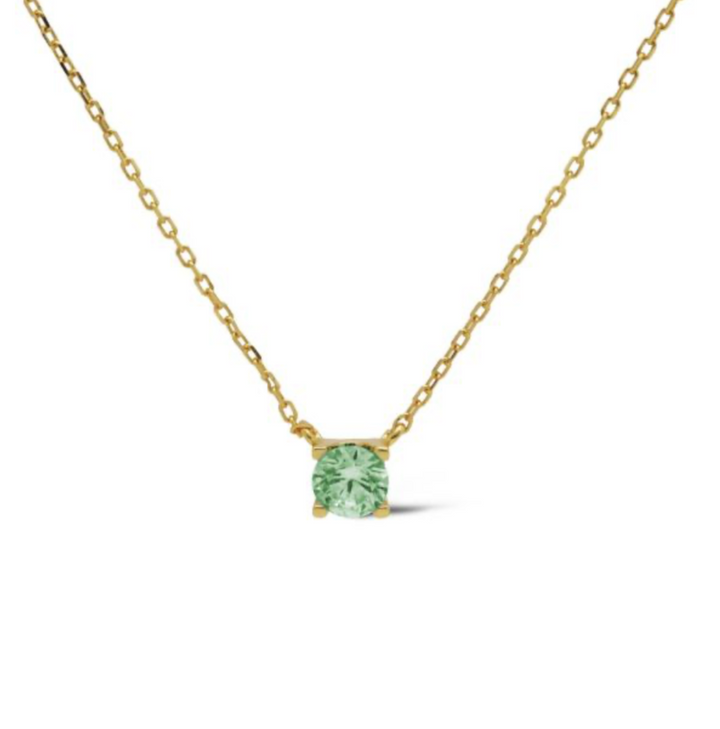 Karma Jewelry T309GP_G - Dames Ketting - Tess Ocean Green - Sterling Zilver - 14k Gouden Plating - 38 + 7 CM