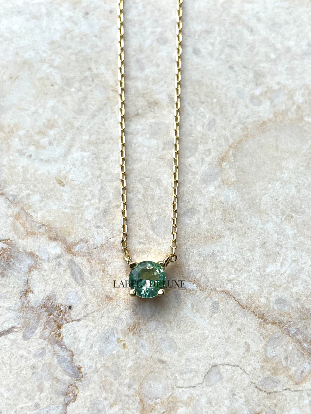 Karma Jewelry T309GP_G - Dames Ketting - Tess Ocean Green - Sterling Zilver - 14k Gouden Plating - 38 + 7 CM