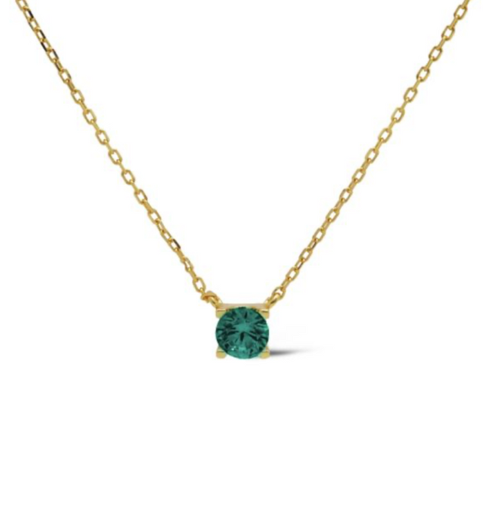 Karma Jewelry T309GP_TB - Dames Ketting - Tess Teal Blue - Sterling Zilver - 14k Gouden Plating - 38 + 7 CM