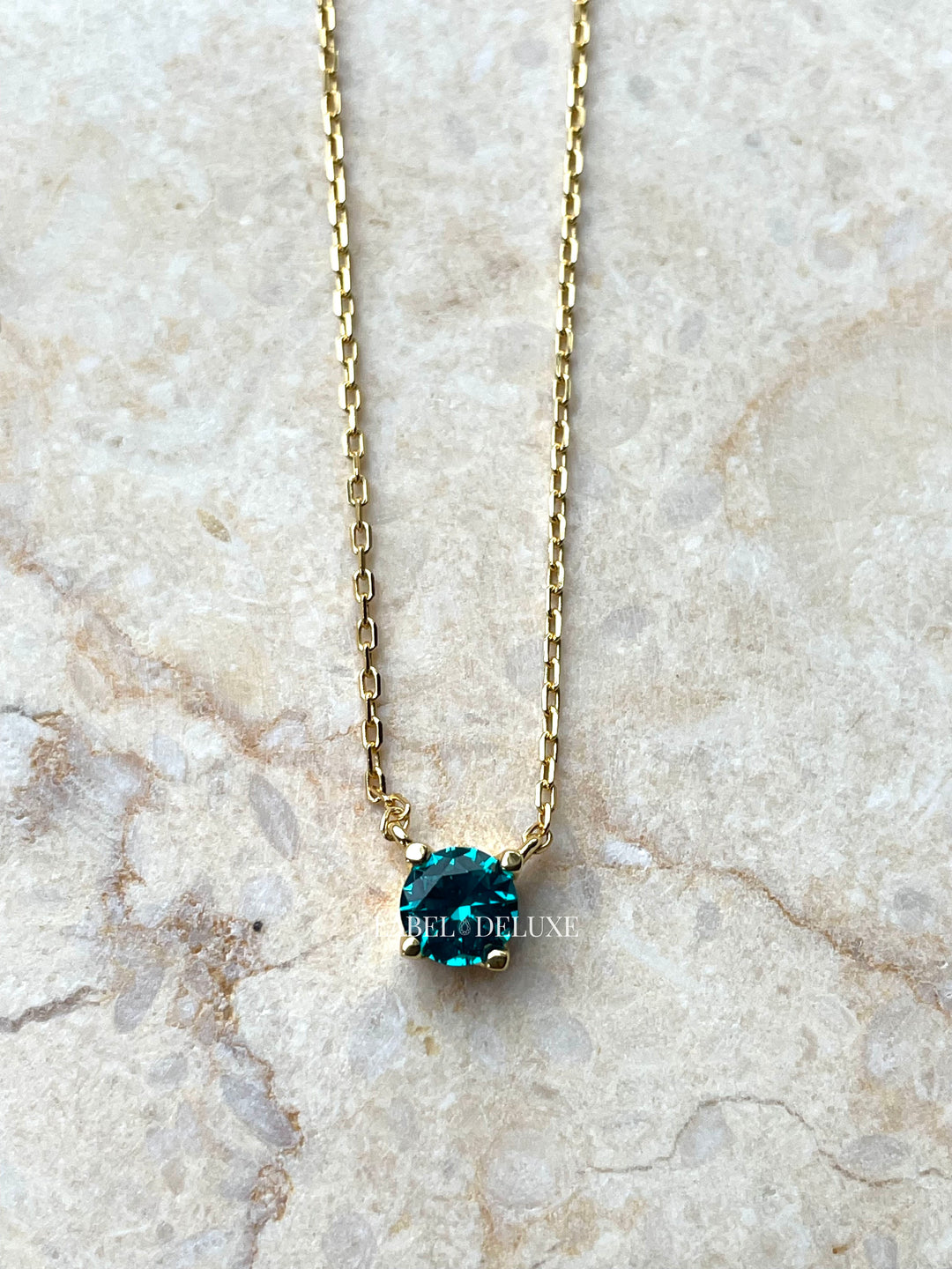 Karma Jewelry T309GP_TB - Dames Ketting - Tess Teal Blue - Sterling Zilver - 14k Gouden Plating - 38 + 7 CM