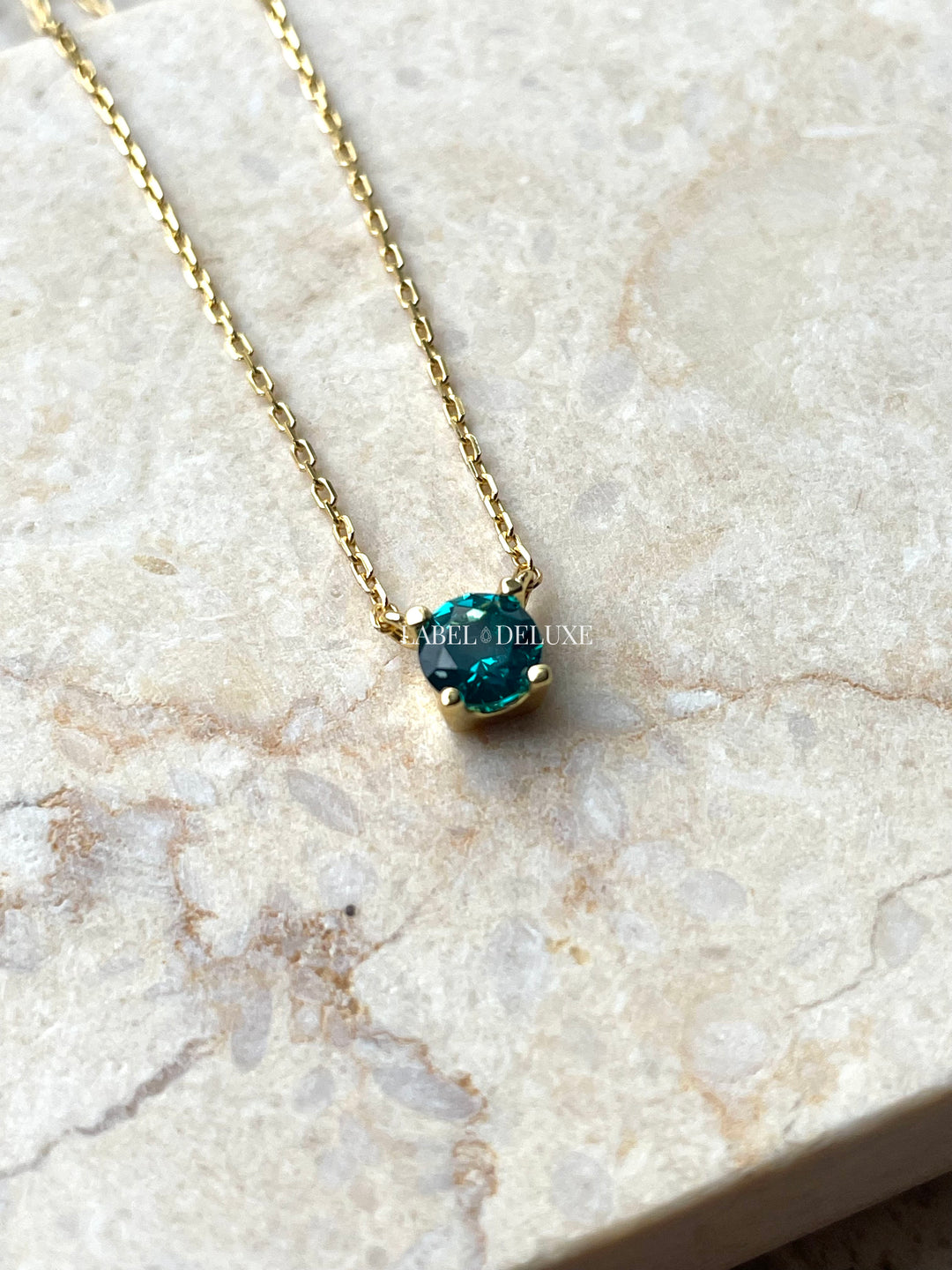 Karma Jewelry T309GP_TB - Dames Ketting - Tess Teal Blue - Sterling Zilver - 14k Gouden Plating - 38 + 7 CM