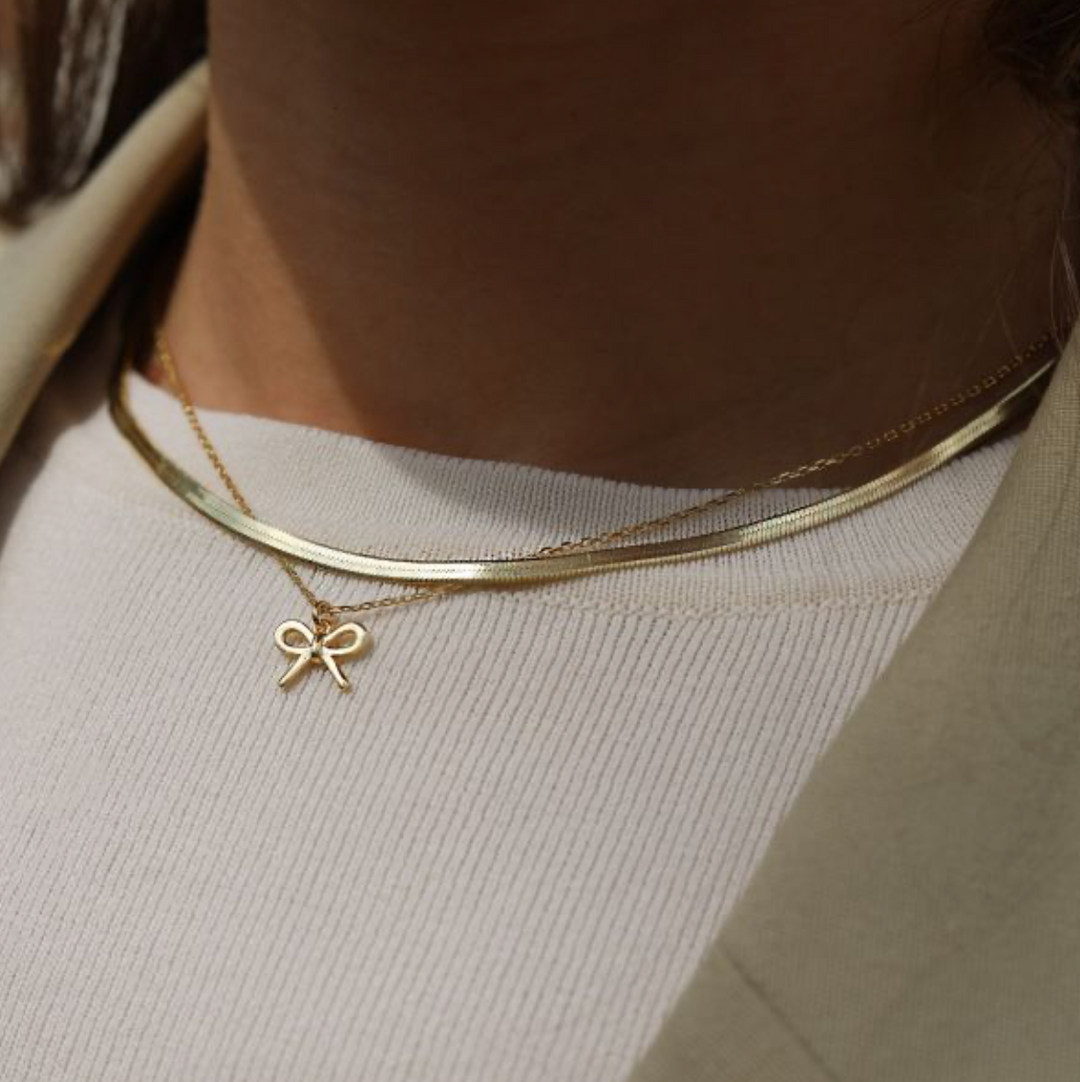 Karma Jewelry T331GP - Dames Ketting - Shelly Bow - Sterling Zilver - 14k Gouden Plating - 38 + 7 CM