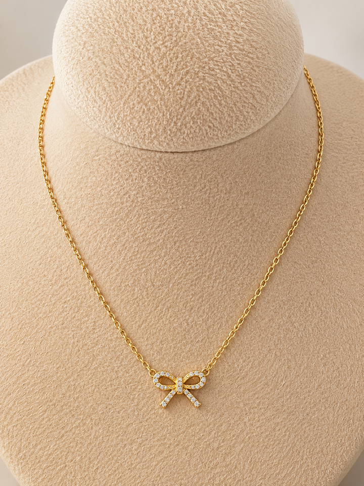Karma Jewelry ketting T333GP - BELLE Bow Zirconia - Goud - 40 + 5 cm