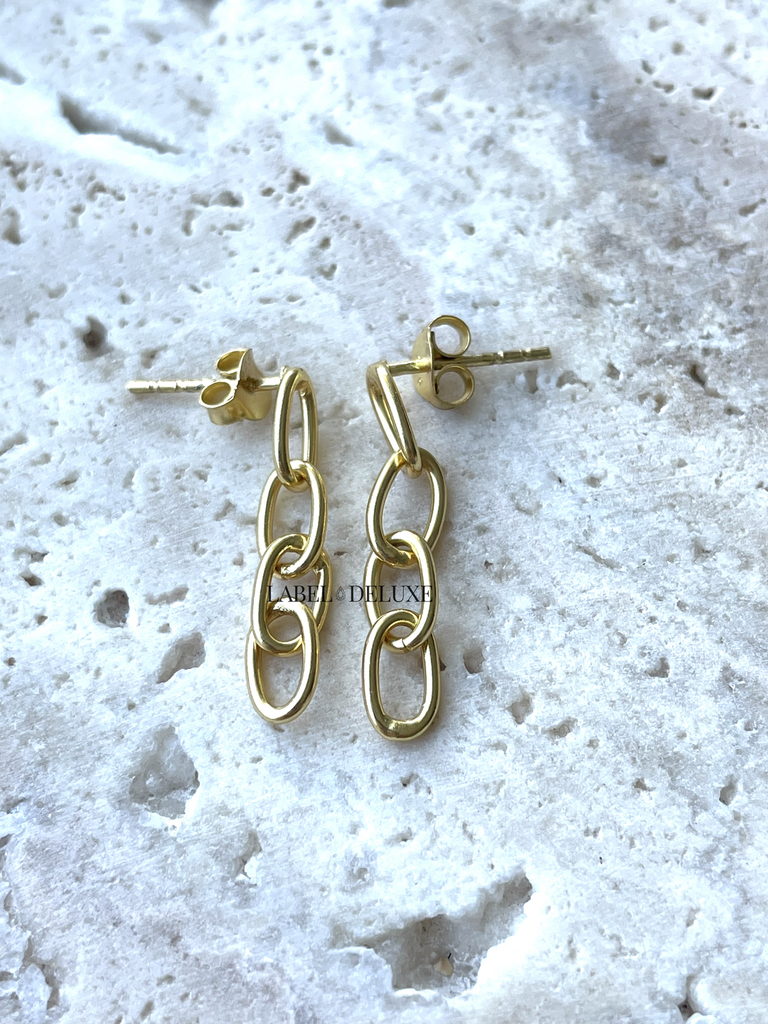Karma Jewelry earrings X128GP - Dames Oorbellen - Symbols XL Hanging Chain - goldplated - 2.5 CM