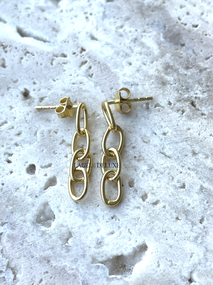 Karma Jewelry earrings X128GP - Dames Oorbellen - Symbols XL Hanging Chain - goldplated - 2.5 CM