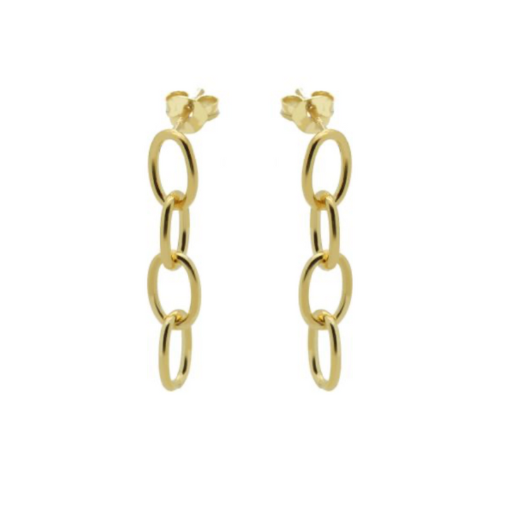 Karma Jewelry earrings X128GP - Dames Oorbellen - Symbols XL Hanging Chain - goldplated - 2.5 CM