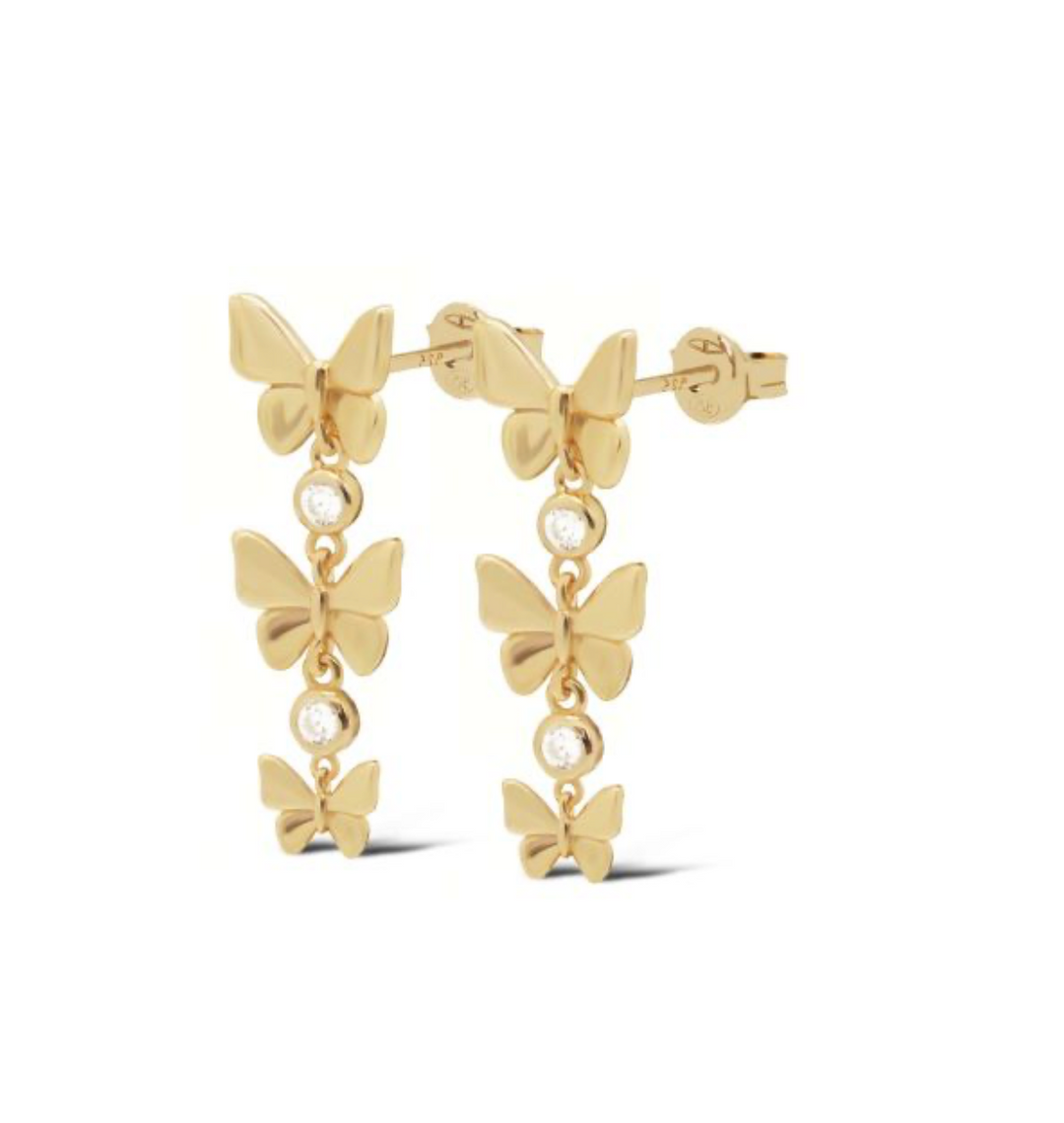 karma jewelry vlinder oorbellen sterling zilver met een gouden plating