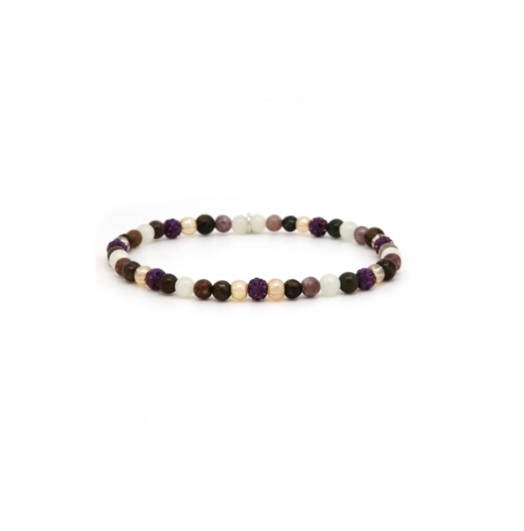 Karma Jewelry 84637EL - Dames Armband - Bracelet Spiral Evelyn - Paars Crystal - XXS - 18 CM