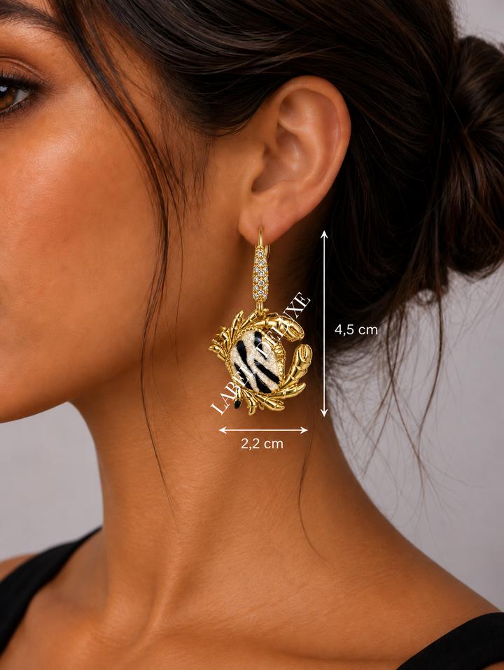 Gas Bijoux earrings 770716 - Yao Krabe - Dames Oorbellen  - Goud wit zwart - 4,5 cm