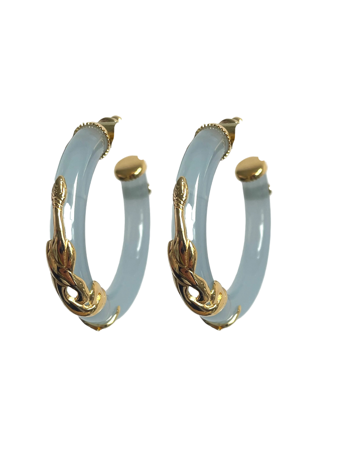 Gas Bijoux oorbellen 297213_LB - Dames Oorbellen - Creole Cobra - Light Blue - 4 cm