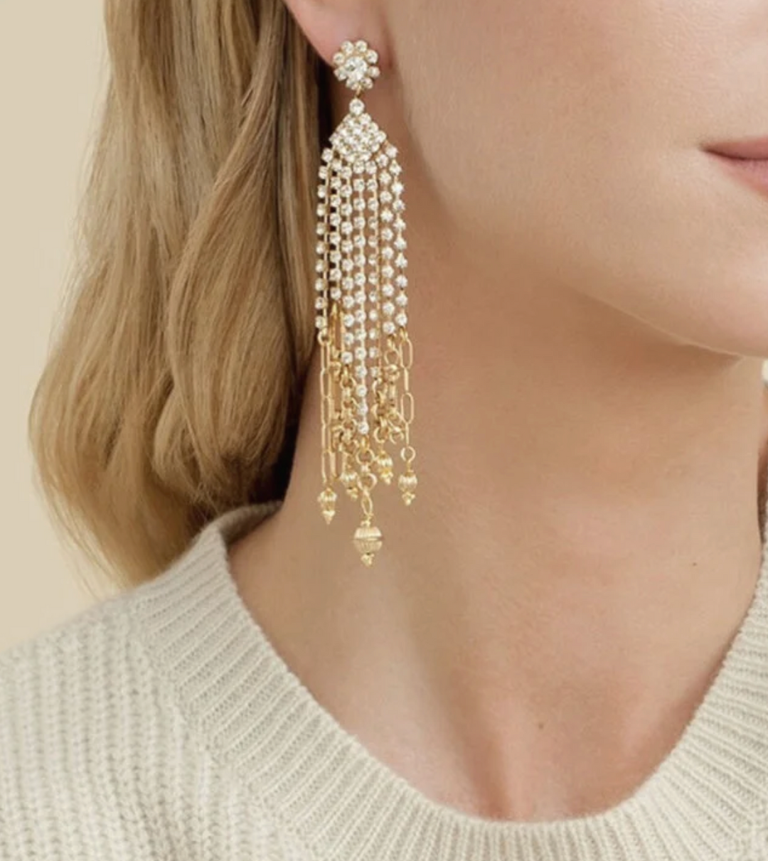 Gas Bijoux 348997 Bo Grace Strass Earrings - Gouden Dames Oorbellen - 11 CM