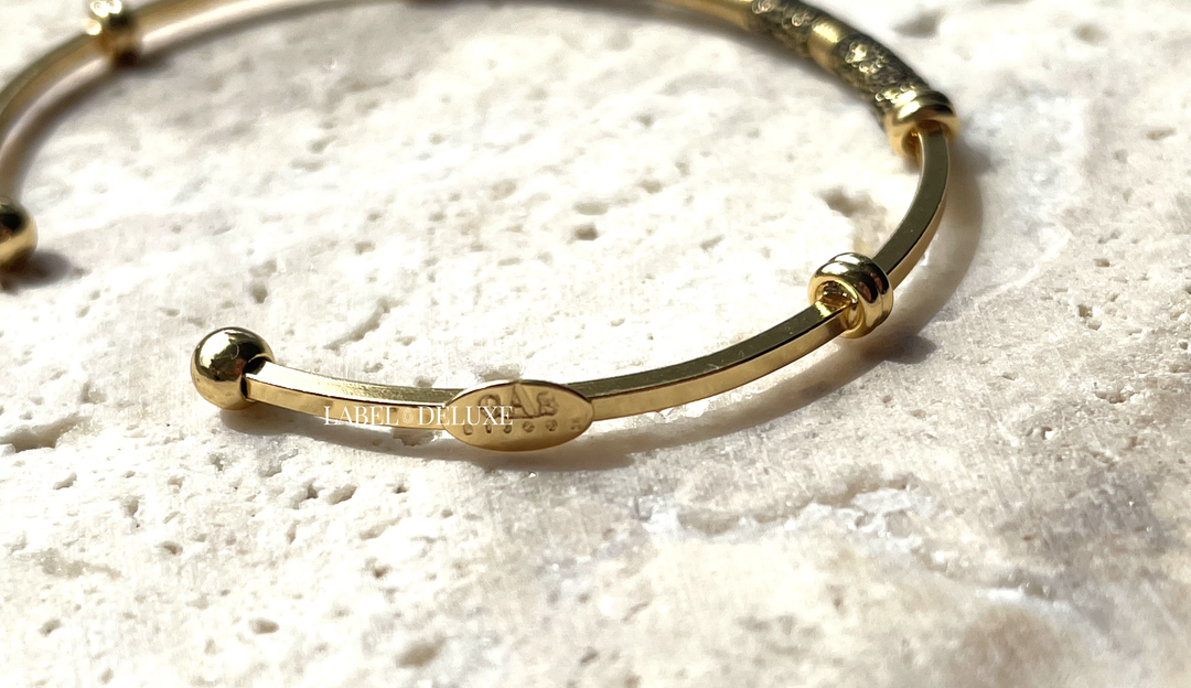 Gas Bijoux bracelet 498586 - Zanzibar - Dames armband - Gold Filled - zwart - Goud - 15.5 cm