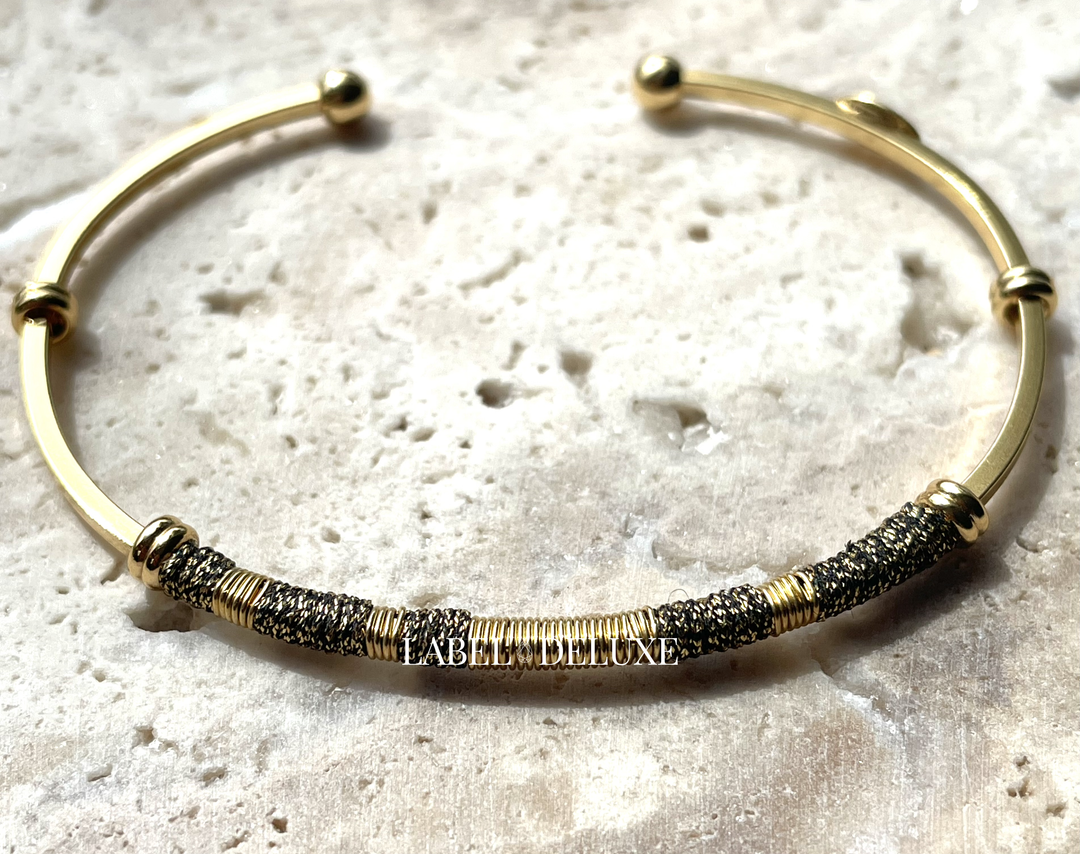 Gas Bijoux bracelet 498586 - Zanzibar - Dames armband - Gold Filled - zwart - Goud - 15.5 cm