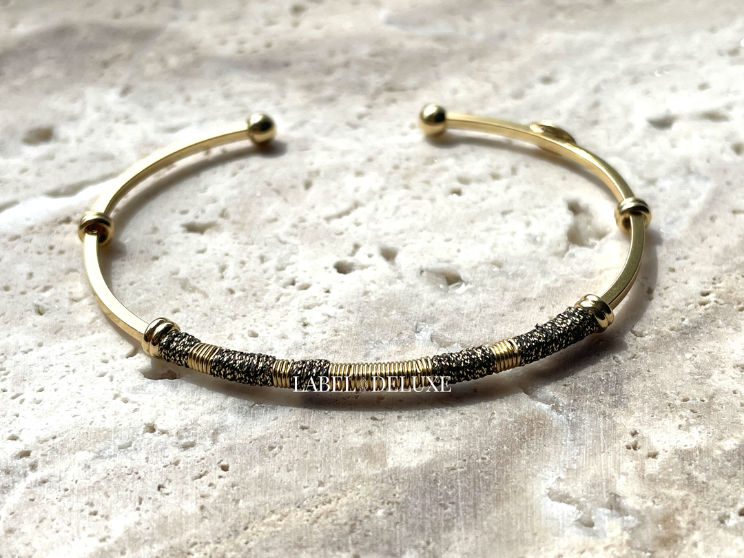Gas Bijoux bracelet 498586 - Zanzibar - Dames armband - Gold Filled - zwart - Goud - 15.5 cm