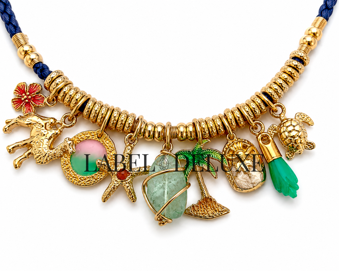 Gas Bijoux ketting 503094 - Dames Ketting - Collier Bellagio - Goud - Blauw koord 36 + 3 CM