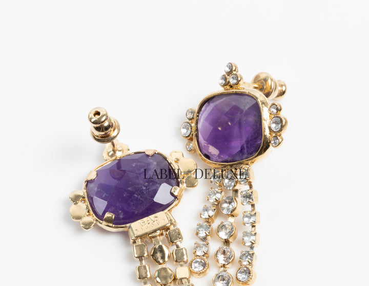 Gas Bijoux earrings 615575 - Dames Oorbellen - Tiki Amethist - paars zirconia goud - 4,5 CM