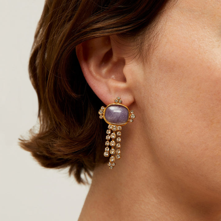 Gas Bijoux earrings 615575 - Dames Oorbellen - Tiki Amethist - paars zirconia goud - 4,5 CM