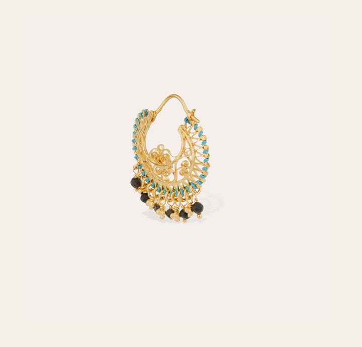 Gas Bijoux oorbellen 714306 - Dames Oorbellen - Yuca Hoop - blauw goud - 3,5 CM
