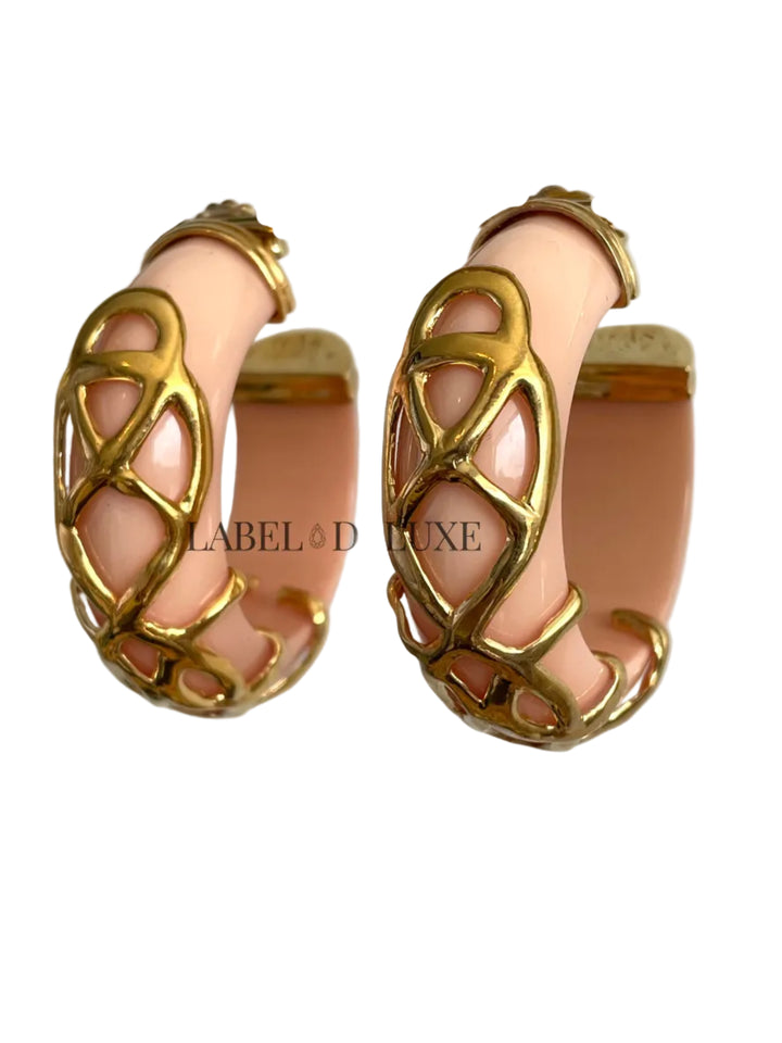 Gas Bijoux 581582 Abalone Salmon Gold Earrings - Roze / goud Dames Oorbellen - 4 CM